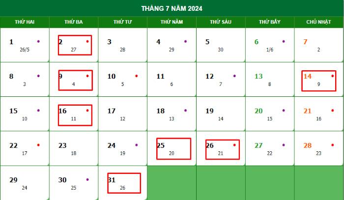 ngày tốt cắt tóc tháng 7/2024