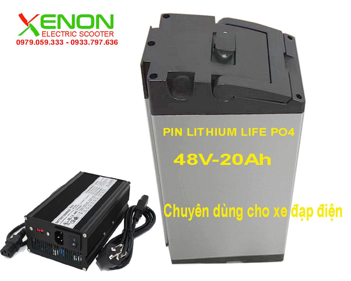 Pin Lithium Lifepo4 48V20Ah Xenon dùng cho xe đạp điện, xe máy điện, xe tay ga điện