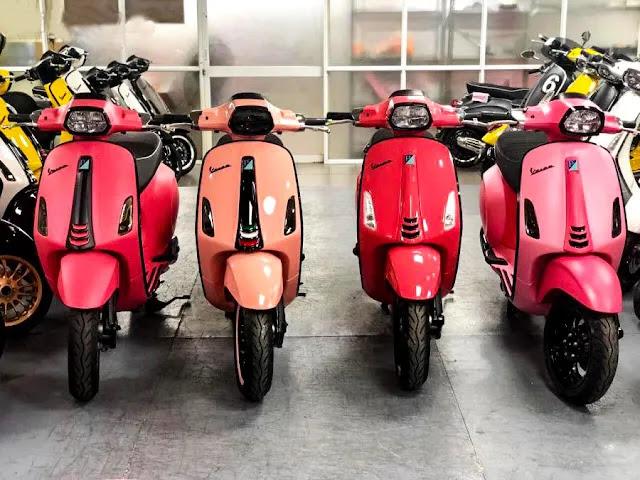 xe vespa màu hồng