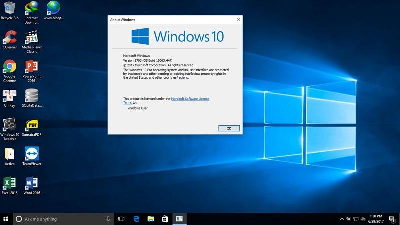 Kiểm tra phiên bản version windows 10