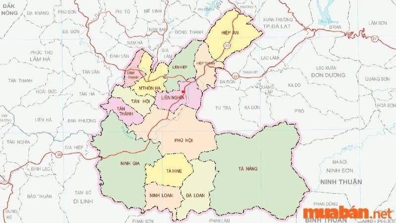 Bản đồ hành chính của huyện Đức Trọng