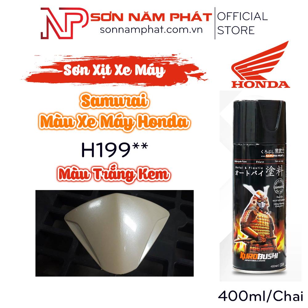 Sơn Xịt Samurai Màu Xe Máy Honda H199** Màu Trắng Kem