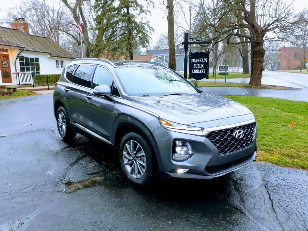 Our 2020 Hyundai Santa Fe Limited press vehicle on a rainy Saturday evening in Franklin, Michigan.